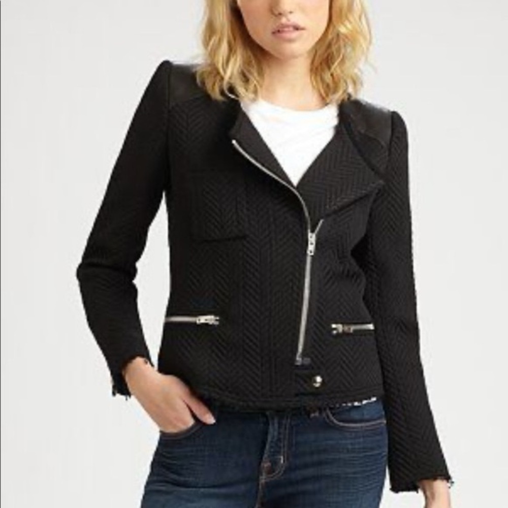 IRO Black Blazer Asymmetrical Tailored Parisian structured size small zip up